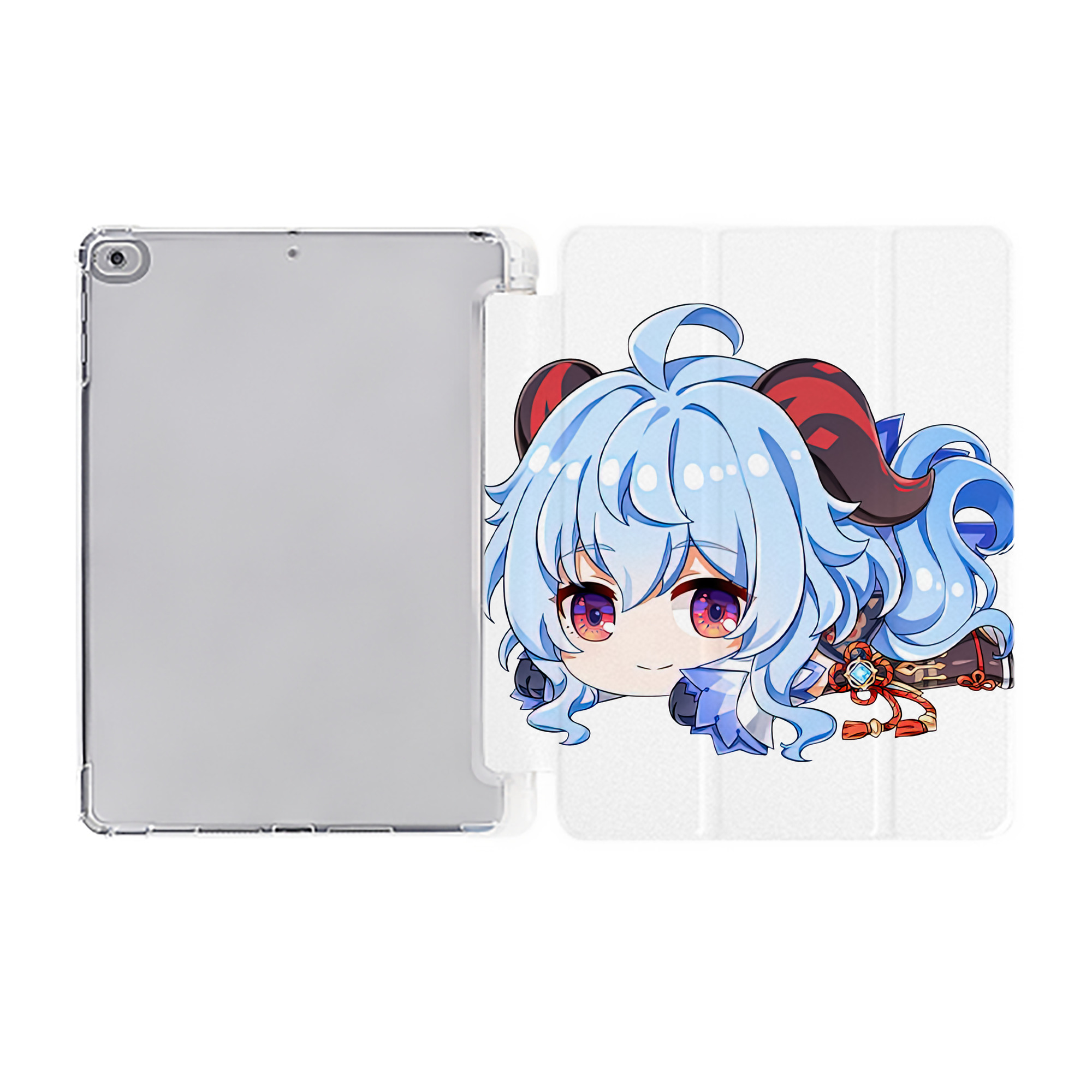 げんし神 甘雨 かんう genshin Ganyu IPad ケース ペン収納付き 三つ折りスタンド PUレザー×シリコン 対応機種9.5/10.5/10.9インチ